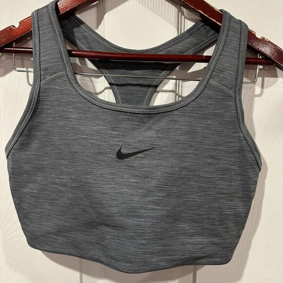 Nike Women's Medium-Support Swoosh Racerback Sports Bra Gray Size XL 280 - Picture 1 of 3